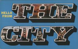HELLO FROM THE CITY San Francisco Landmarks Lettering Postcard