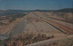 Oroville Dam Construction from Upper Overlook Postcard