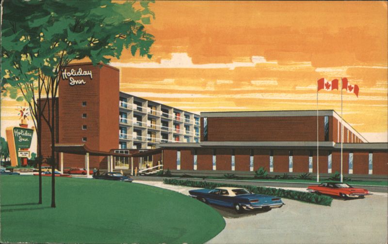 Holiday Inn Saint-John NB - Sunset, Canadian Flags, Cars Canada