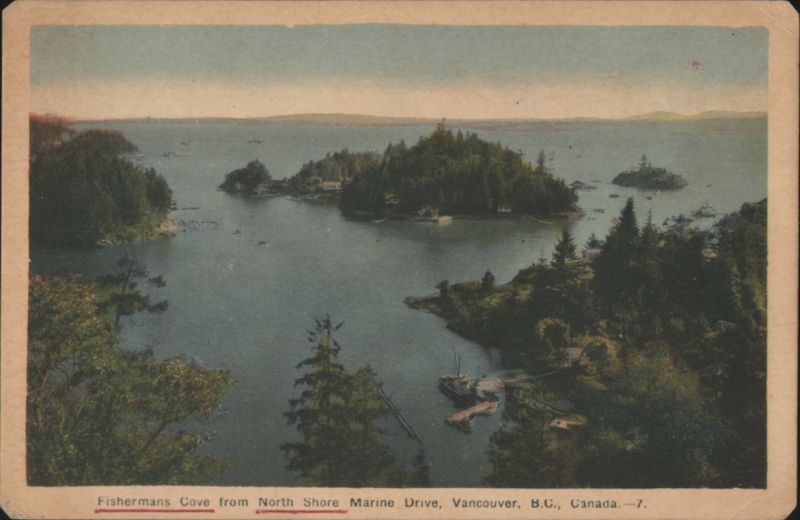 Fishermans Cove from North Shore Marine Drive, Vancouver BC Canada
