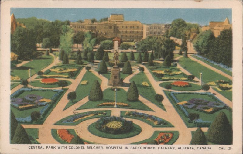 Central Park with Colonel Belcher, Hospital in Background Calgary AB Canada