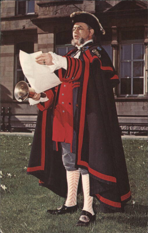 Halifax Town Crier Peter Cox at City Hall, Grand Parade NS Canada