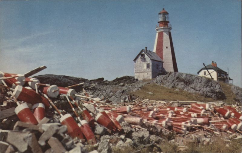 Yarmouth Lighthouse, Nova Scotia, lobster pot markers NS Canada