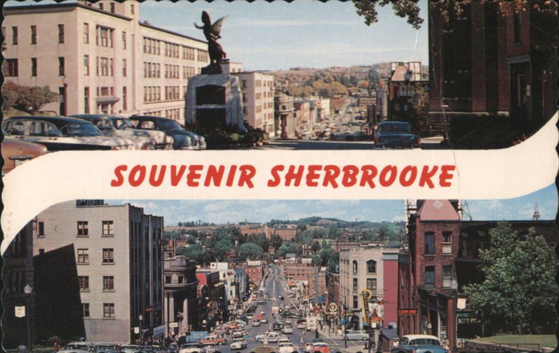 Sherbrooke City Views, Monument, Cars QC Canada Quebec