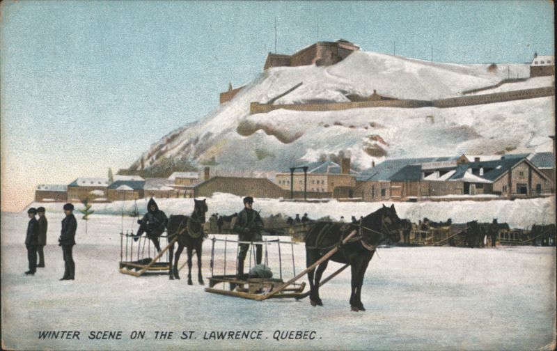 Winter Scene on the St. Lawrence, Quebec QC Canada