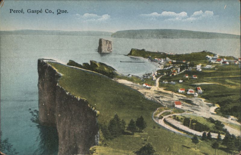 Percé Rock, Coastal Town & Cliffs, Gaspé, Quebec QC Canada