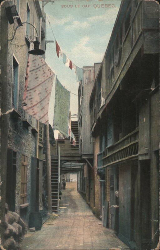 Sous le Cap, Narrow Alleyway with Laundry, Quebec Quebec City Canada