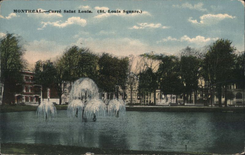 Montreal St. Louis Square Fountain & Trees QC Canada