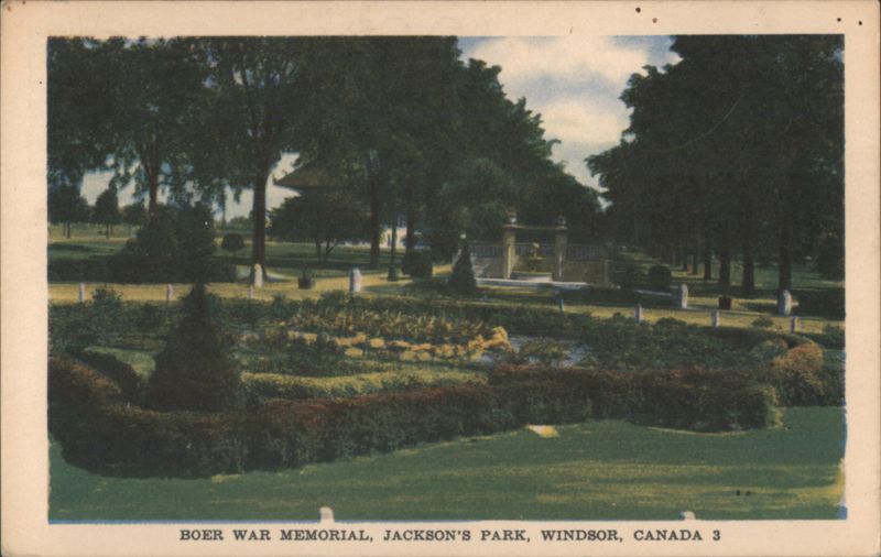 Boer War Memorial, Jackson's Park Windsor Canada Ontario