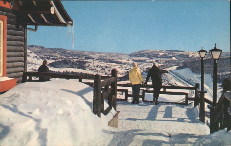 Laurentides Mountains Winter View, Log Cabin, Canada QC