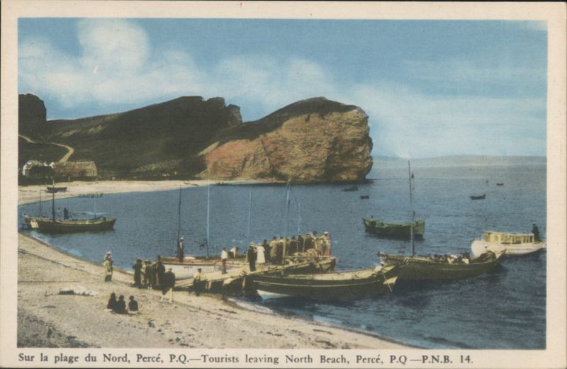 Tourists leaving North Beach, Percé, QC Canada Quebec