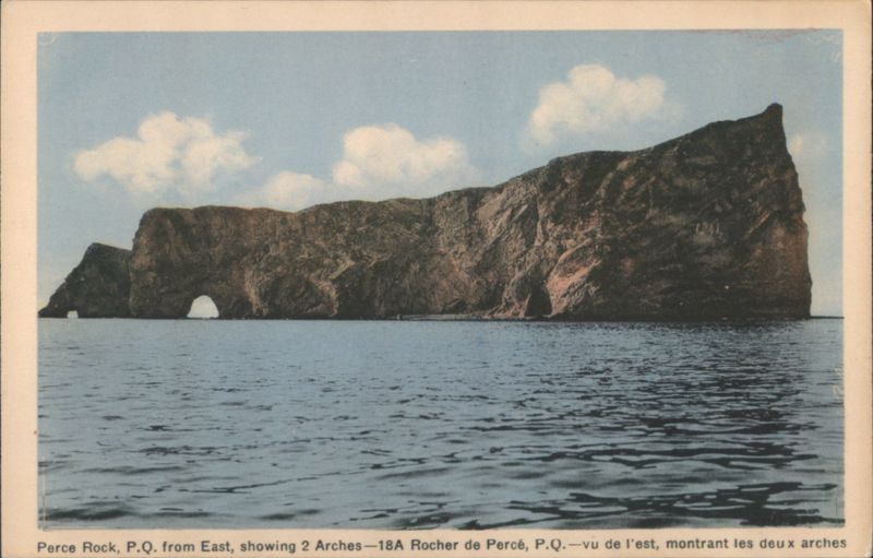 Perce Rock, showing 2 Arches from East Percé PQ Canada
