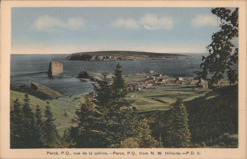 Percé, QC, from N.W. Hillside with Percé Rock Canada