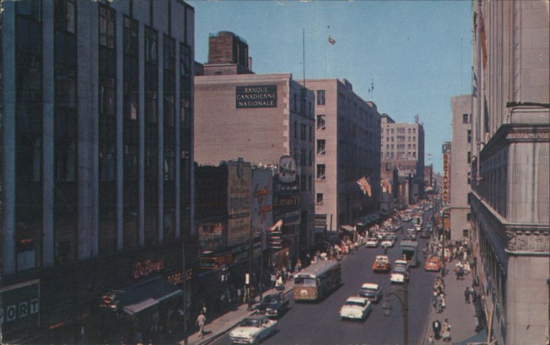 St. Catherine St. Downtown Montreal Street Scene QC Canada