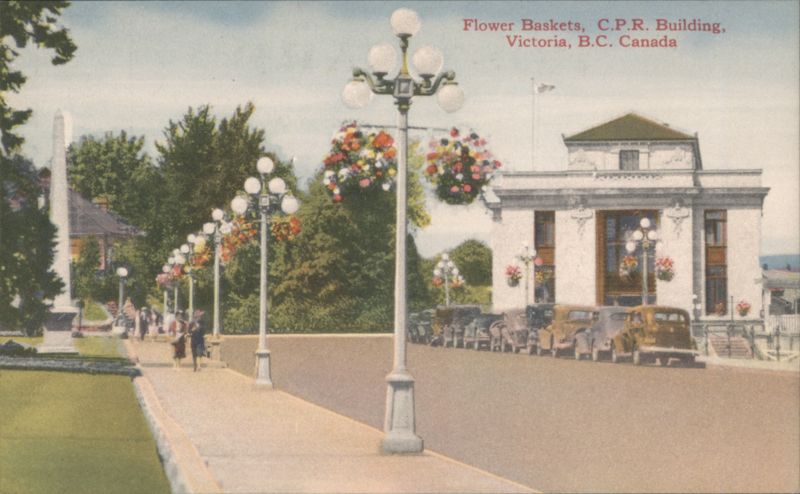 Flower Baskets, C.P.R. Building Victoria BC Canada