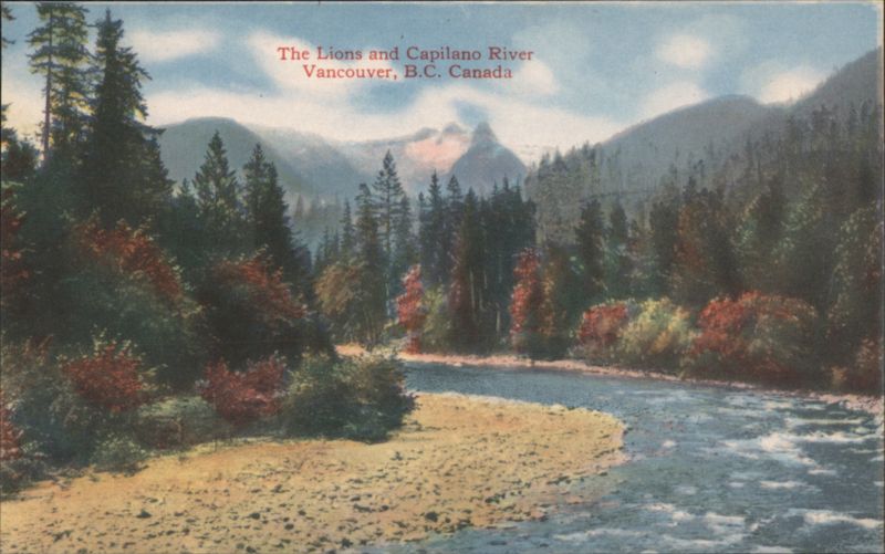 The Lions and Capilano River, Forest Scene Vancouver BC Canada