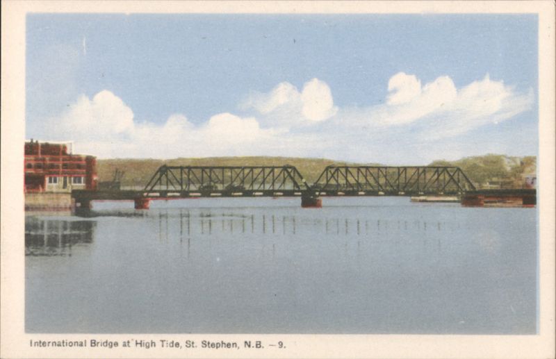 International Bridge at High Tide St. Stephen NB Canada
