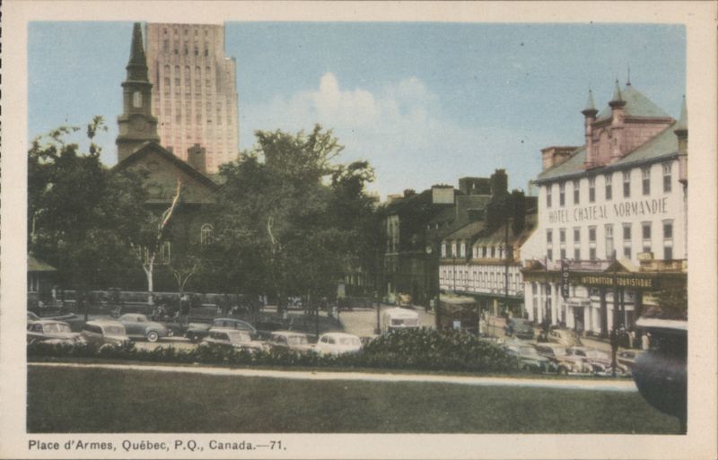Place d'Armes Street Scene, Hotel Chateau Normandie Québec QC Canada