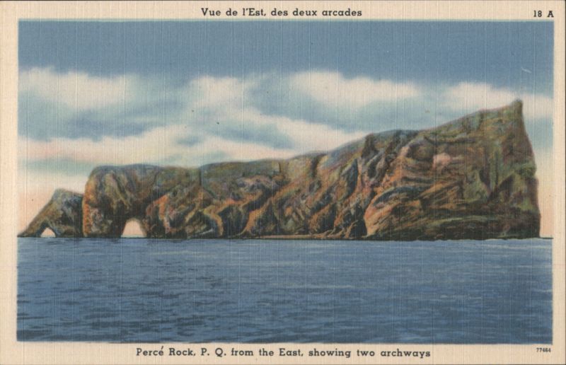 Percé Rock, showing two archways from the East QC Canada