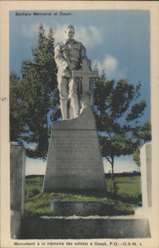 Soldiers Memorial at Gaspé, Quebec QC Canada