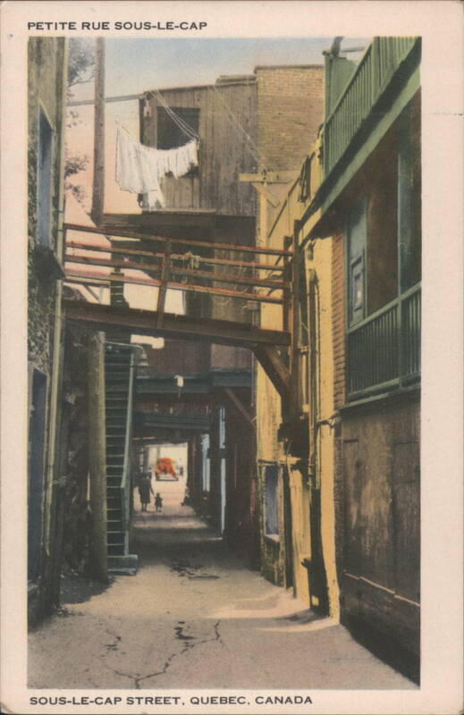 Petite Rue Sous-le-Cap Alleyway with Overhead Walkways Quebec QC Canada
