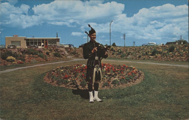 Highland Piper Welcomes Tourists to Nova Scotia Amherst NS Canada