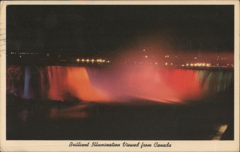 Brilliant Illumination Niagara Falls Viewed from Canada