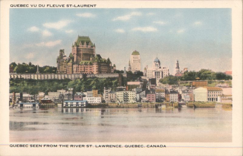 Quebec City from St. Lawrence River, Château Frontenac QC Canada