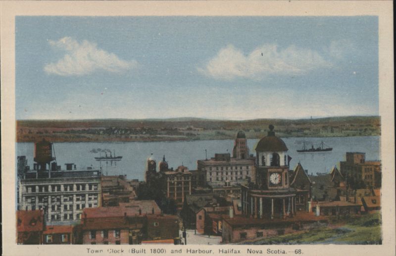 Town Clock (Built 1800) and Harbour, Halifax NS Canada