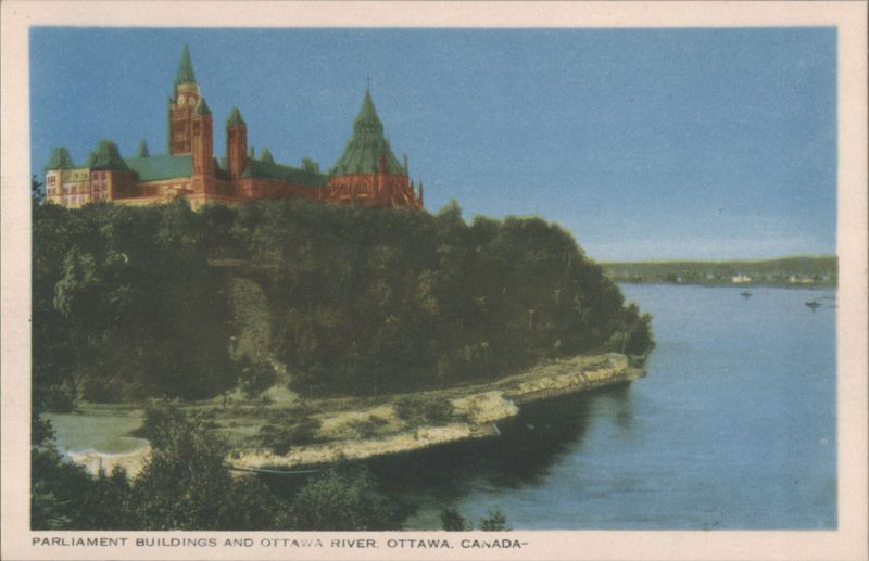 Parliament Buildings & Ottawa River ON Canada Ontario
