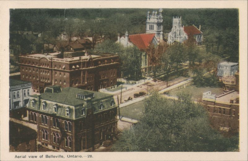 Aerial View of Belleville, Ontario Churches & Buildings Canada