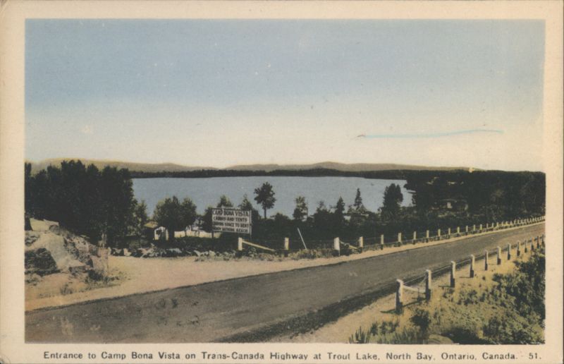 Camp Bona Vista Entrance, Trans-Canada Highway, Trout Lake North Bay