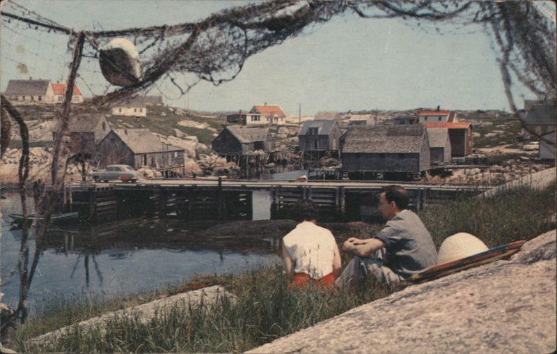 Peggy's Cove, Nova Scotia - Couple by Water, Fishing Village NS Canada
