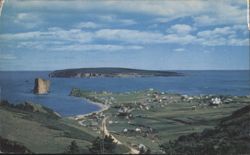Percé Village, The Rock, Bonaventure Island, Gaspé Peninsula Postcard