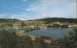 Gaspé, Quebec - River, Bridge, Town, Railway Terminus Postcard