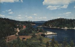 Scenic Harbors in New Brunswick with Ferry & Houses Postcard