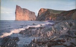Percé Rock from North Beach, showing rock strata, Percé, QC Postcard