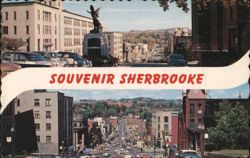 Sherbrooke City Views, Monument, Cars Postcard