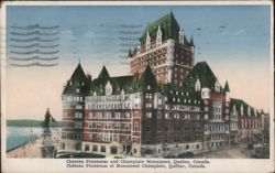 Chateau Frontenac and Champlain Monument, Quebec, Canada Postcard