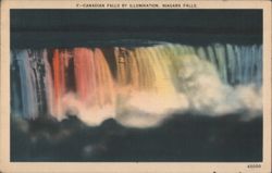 Canadian Falls by Illumination, Niagara Falls Postcard