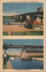 Locks on Red River at Lockport, Winnipeg, MB Postcard