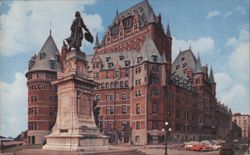 The Chateau Frontenac and the Champlain Monument Postcard