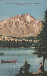 Pyramid Mountain, Lake Beauvert, Jasper Park, Canadian Rockies Postcard