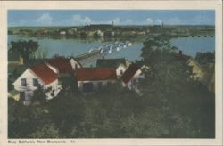 Busy Bathurst, New Brunswick Town & Bridge View Postcard