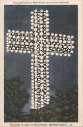 Illuminated Cross on Mount Royal at Night Postcard