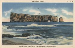 Percé Rock, Pierced Rock, Quebec Postcard
