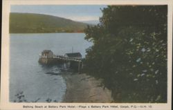 Bathing Beach at Battery Park Hotel, Gaspé, PQ Postcard