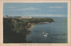 Cap Madeleine, Gaspé - Coastal View with Boats & Lighthouse Postcard