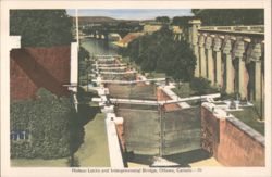 Rideau Locks & Interprovincial Bridge, Ottawa Postcard