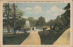 Fountain and Fish Pond, Queen Victoria Park, Niagara Falls Postcard